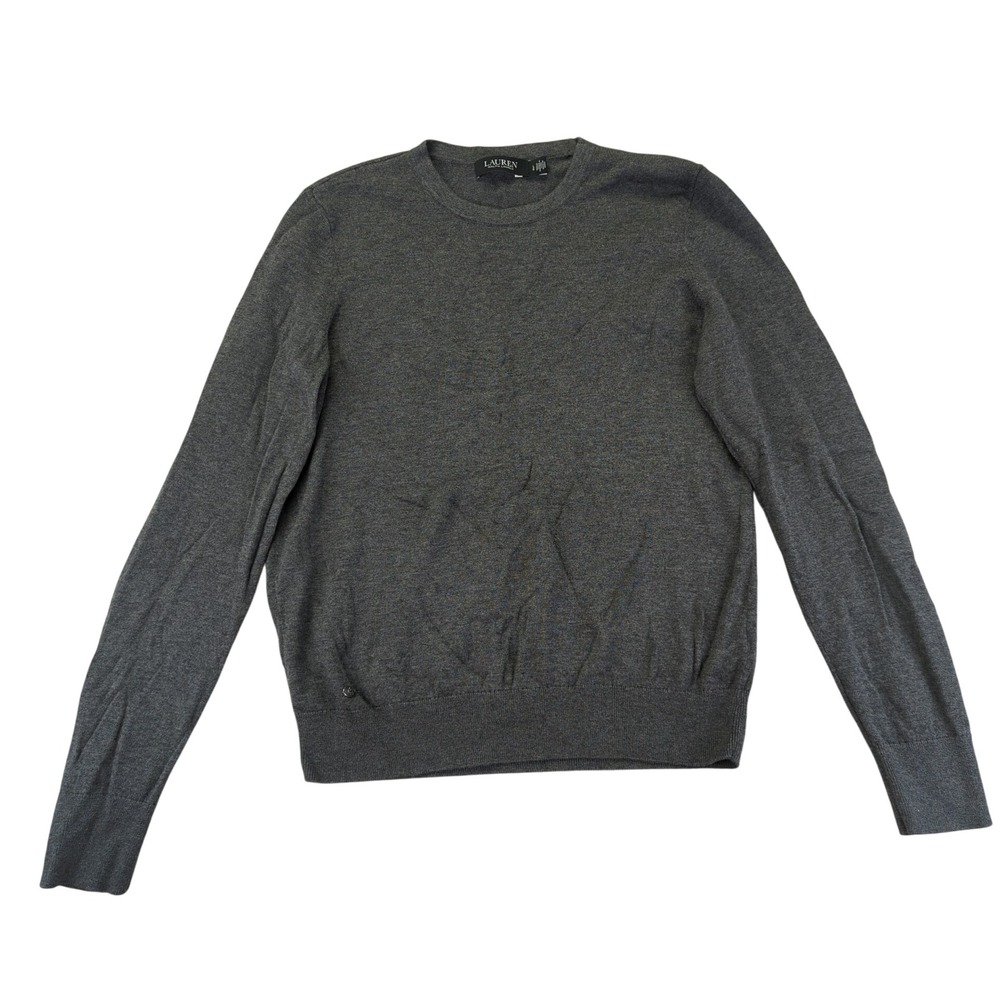 Lauren Ralph Lauren Women Gray Crew Neck Sweater Top‎ Size Large Cotton Modal